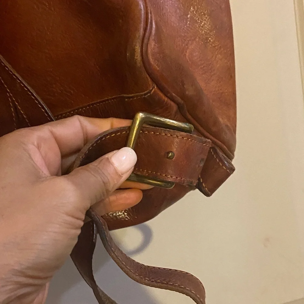 Vintage Heritage Leather Backpack in brown saddle leather